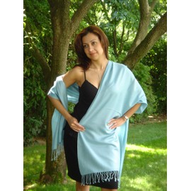Pashmina-Silk-Scarf-Shawl-blanket-poncho-dress shawl-graduation stole-hair scarf-head wrap-mens scarf-keffiyeh-shrug-shemagh (Baby Blue)