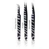 Alluring Zebra Color Tweezers for Eyelash Extension (Strong Curved)