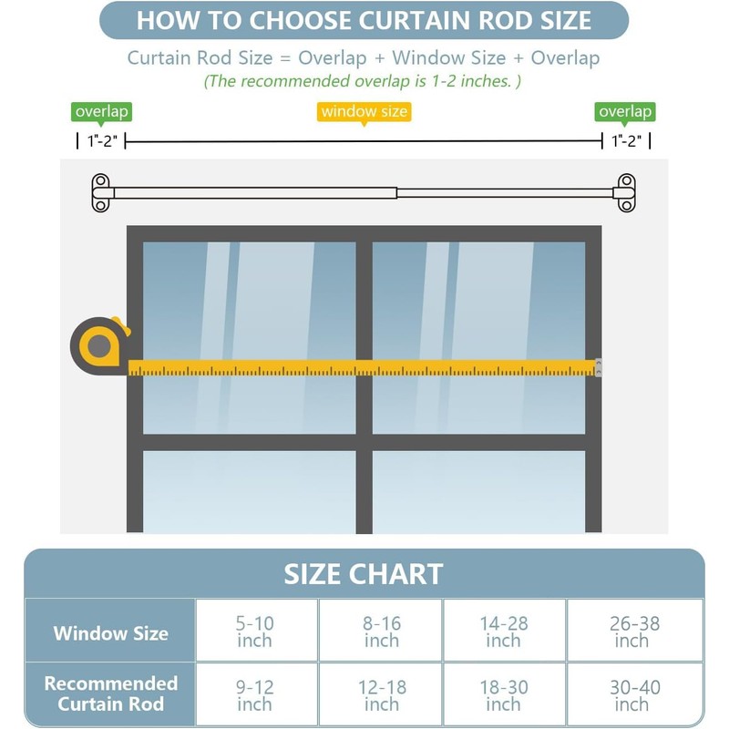 TYRON 2 Pack Screwed Sash Curtain Rod Adjustable 9-12 Inch,