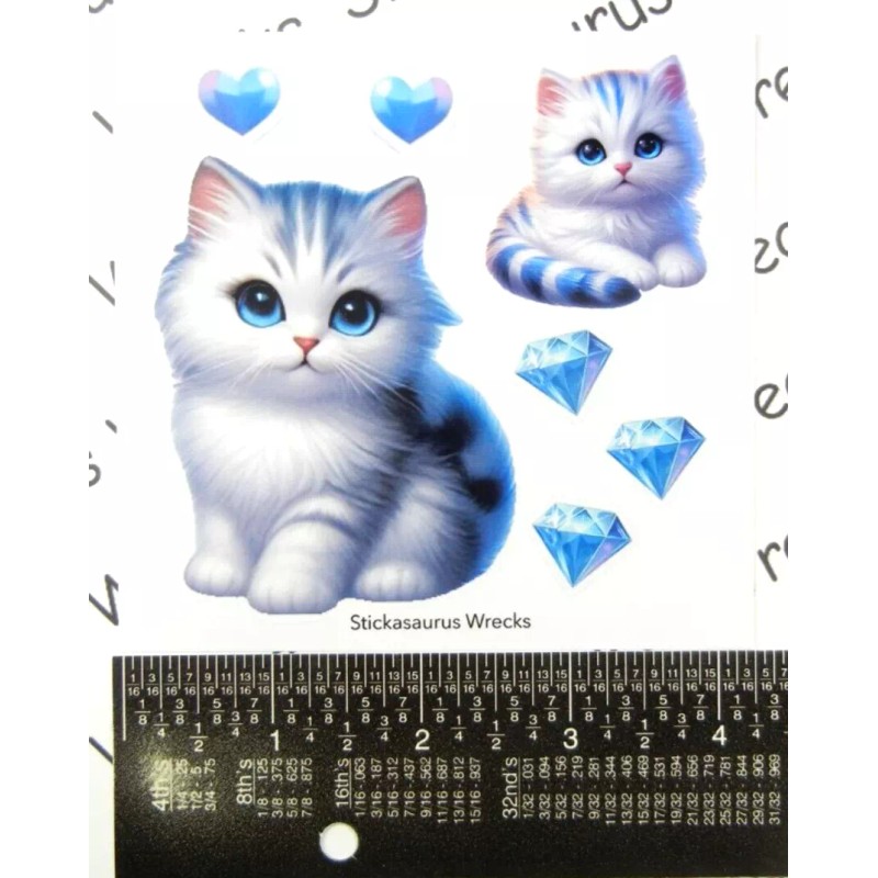 Stickasaurus Wrecks Candy Stripe Cats Blue Sticker Sheet