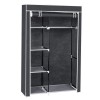 64\" Gray Portable Closet Storage Organizer with Shelves Wardrobe Clothes