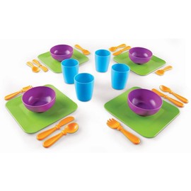 Learning Resources New Sprouts Serve It! Dish Set, Early Social Interactions, 24 Piece, Ages 2+,Multicolor,7 L x 7 W in
