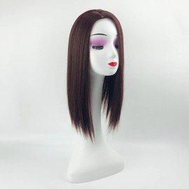 YYDS Natural Mixture Snythetic Topper for Women Hair Lossing Right Part Silk Straight Clip in Hairpiece (2# Dark Brown)