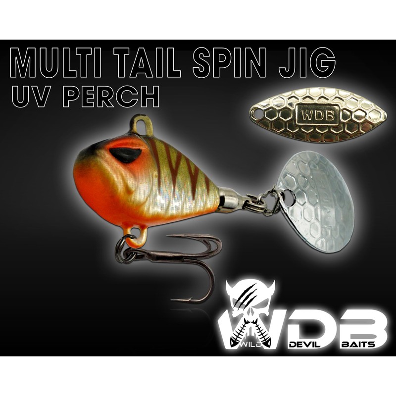 Wild Devil Baits Multi Tail Spin Jig Lead Head Spinner