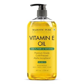 MAJESTIC PURE - Aceite de Vitamina E 100% Puro y Natural 20,000 IU Grado Premium Prensado en Frío para Piel Uñas Cabello y Cuero Cabelludo 236 ml