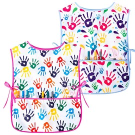 WUSJCOF Pack of 2 Children's Painting Aprons Waterproof Sleeveless with Pockets for Boys Girls 2-7 Years