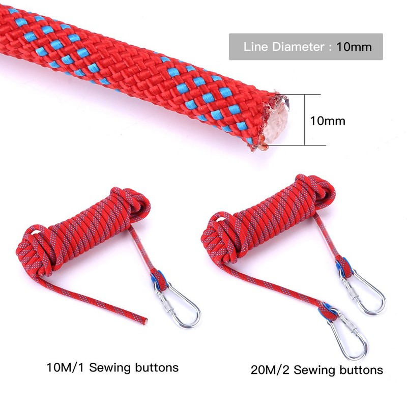 10mm Heavy Duty Paracord Panchute Corad Lanyard with Carabiner (Red-10m)