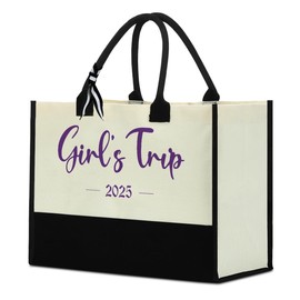 Fun Girls Trip Gifts Girls Weekend Gifts Ideas Canvas Cotton Tote Bag Girls Weekend Favors for Women Female Daughter Girl Sister Coworker Shopping Grocery Travel Weekend Bag Christmas Birthday