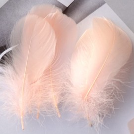 100 Pieces Meat Pink Natural Goose Craft Feathers Bulk, Colorful Small Goose Feathers for Holloween Costumes Thanksgiving Mask DIY Cosplay Crafts Projects Decor