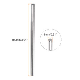 Rebower 304 Edelstahl massiver Rundstab, [für Durchschläge, verschiedene Wellen, DIY-Bastelprojekte, Modellflugzeuge, Modellschiffe, Modellautos] - 8mmx100mm / Silberton / 5 Stück