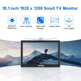 Suprlipy 10 inch FHD Small IPS Monitor LCD Display Screen 1920x1200 60Hz 16:10 with BNC VGA AV Input Built-in Lounspeakers for CCTV Security Camera DVR PC STB Game Console