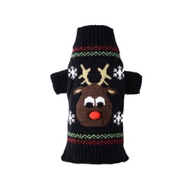 PETCARE Pet Dog Sweater Pet Clothes Puppy Cat Winter Warm Clothes Turtleneck Christmas Reindeer Knitting Pattern Knitwear Costume, for Small Medium Larges Dogs, [Black,