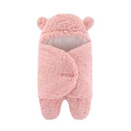 LANFYFU Manta para bebés, Saco de Dormir para Bebe con recepción Suave con Capucha, Tejido de Alta Calidad para Mantener Caliente y cómodo, para niños y niñas bebé 3-6 Meses recién Nacido (Rosa)