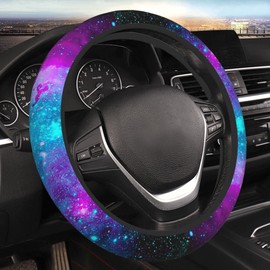 Blue Galaxy Steering Wheel Cover for Women Men Girls, Universal 15 Inch Purple Anti Slip Steering Wheel Protector Car Accessories Interior for Auto Truck SUV