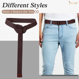 JASGOOD Men Canvas Double Ring Belt Plus Size Men Cloth Casual Belt for Jeans Pants