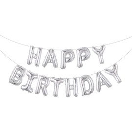 Happy Birthday Balloons, 16 Inch Aluminum Foil Happy Birthday Banner Balloons Reusable, Party Decorations and Event Supplies for Kids and Adults (Silver)