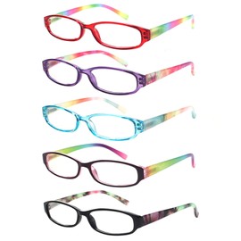 Kerecsen 5 Pack Reading Glasses for Women and Men Spring Hinge Ladies Readers (Multicolor-3, 2.25)