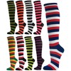 COUVER Women Thin Striped Cotton Tube Socks Long Stretch Soft