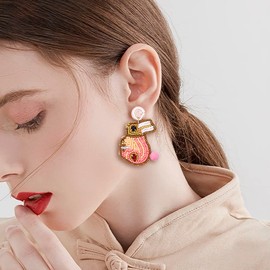 Easter Earrings Beaded Bunny Egg Letter Dangle Earrings for Women Cute Pom Pom Rabbit Holiday Earrings Festive Jewelry Party Gifts (Easter Bunny 2)