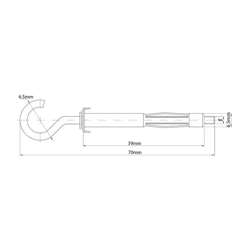 M4 x 38mm Open Hook Plasterboard Hollow Wall Cavity Wall