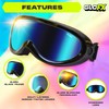 GloFX Blue Mirror Ski Goggles - Futuristic Reflective Glasses, Full-Face