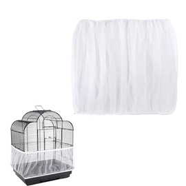 Bird Cage Cover, Bird Cage Net, Extra Soft, Airy, Protective Net Birds, Adjustable Bird Cage Cover, Bird Cage Protective Net, for Round Square Cages, Circumference 90-140 cm, Height 25 cm (White)