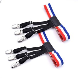 LazarsSpace Shirt Stays for Men Shirttail Holder Men's Dress Shirt Garters Keep Your Shirt Tucked In Non-slip Clips 1 Pair Stripes