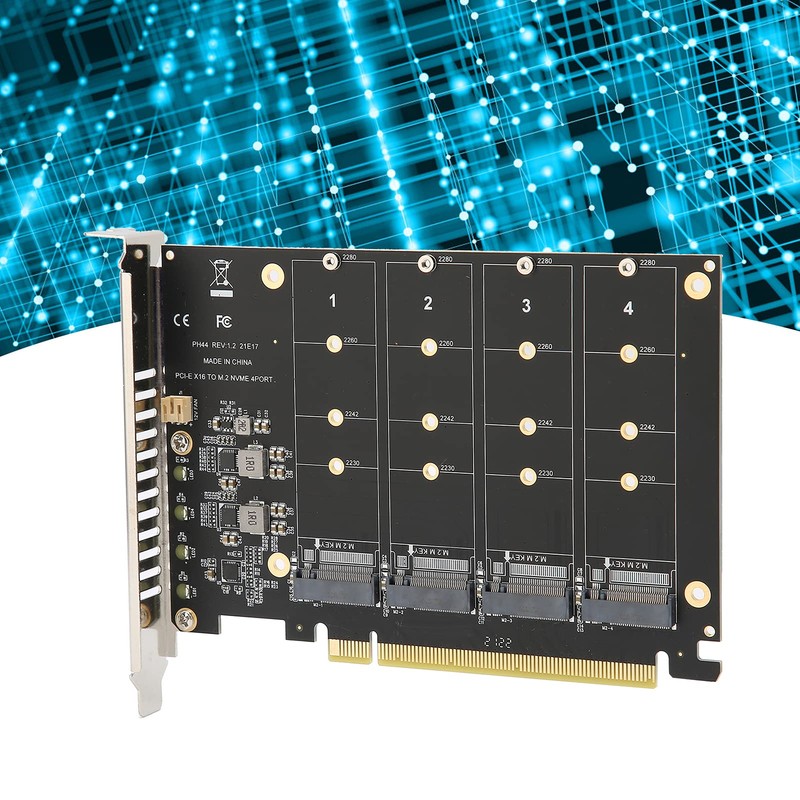 M.2 NVMe SSD to PCIE X16 Adapter Card, 4 Port