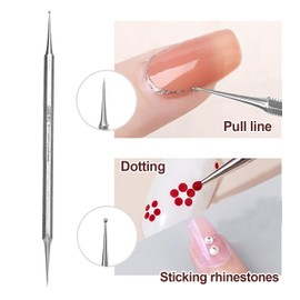 YNR German Made Thin Nail Art Liner Brushes French Tip Brush Manicure Drill Drawing Nails Brush Pen Double Ended Dotting Tools Set Nail Dotting Pull Line Painting Drawing Pens For DIY Nail Art Designs