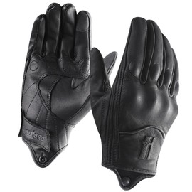 Harssidanzar Mens Winter Warm Leather Motorcycle Gloves with Touchscreen GM041US, Black (Fleece Lined),Size XXL