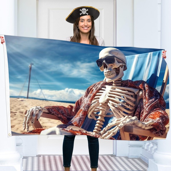 Pirate Flag - Jolly Roger Flag with Skeleton on the