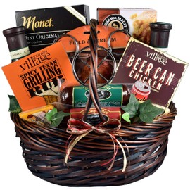 Gift Basket Village King Of The Grill - Grilling Gift Basket For Men With Rubs, Recipes, Beer Can Chicken Roaster, Sauces, 9 lb