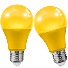 L LOHAS LED Yellow Bug Light Bulbs Outdoor, A19 9W Bug Lights for Outside, 60W Equivalent, 2000K Amber Porch Light Bulb, Non-Attracting, E26 Base, Not-Dimmable, Ideal for Patio, Deck, Backyard, 2 Pack