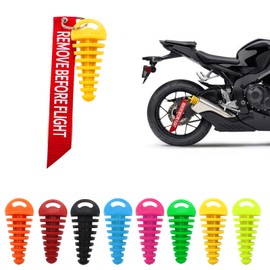 0.6"-1.5" Muffler Exhaust Wash Plug Motorcycle Dirt Bike 2 Stroke Rubber Exhaust Silencer with Keychain Tag Remove Before Start Engine Yellow
