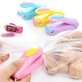 Ezonedeal 3 Color Sealing Machine Portable Bag Clips Heat Sealer Super Sealer Portable Mini Plastic Bag Clip Household Heat Sealer Capper (Blue)