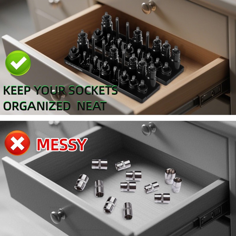 8PCS Socket Organizer Set, Socket Holder, 1/4", 3/8", 1/2" Metric