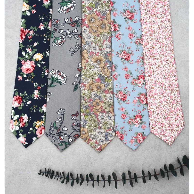 BELLUNO Corbata delgada floral para hombre, corbata de flores estampada