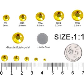 4320Pcs SS10 Yellow Hotfix Rhinestones Crystal Glass Diamonds for Clothes Fabric Shirts Tumblers Sparkly Decoration Flat Back Round (2.8MM Bulk)