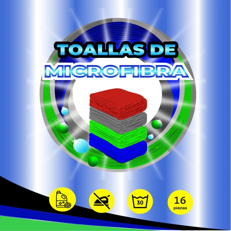 Trapo Toalla Microfibra Secado De Autos 16 Piezas 40x40 Cms