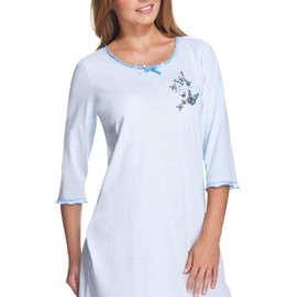 e.Femme® Women's Nightdress 275 with 3/4 Sleeves, 50% Cotton and 50% Modal, lightblue