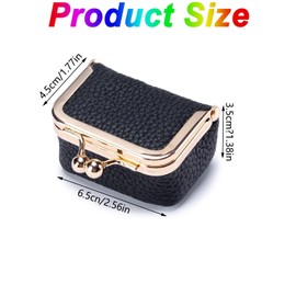 Mtxorvix Vintage Genuine Leather Jewelry Box & Coin Purse with Kiss Lock - Portable Mini Travel Organizer for Women, Elegant Leather Storage Case for Earrings Rings Necklace (Black)