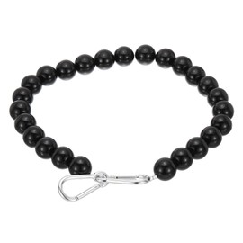 PATIKIL Flagpole Retainer Ring Flag Pole Accessories, Flag Beaded Mount Ring Keep Flag Close to Pole Weight with Stainless Steel Cable for Indoor Outdoor Flagpole, Black, 7.5"