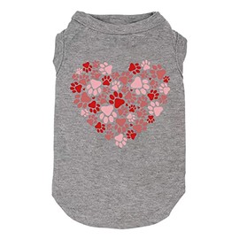 Dog Shirts Hearts Print Funny Graphic Small Large Dog Clothes Puppy Vest Gift for Dog Valentine's Day Apparel (Medium, Q-Grey01)