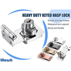 Litensh Keyed Hasp Locks with Keys, Twist Knob Keyed Locking Hasp Catch Latch Safety Door Bolt Lock Cabinet Locks Padlock Gate Latch 3 inch for Locking Furniture Mailbox (90° Degree Silver, 3 Inch)