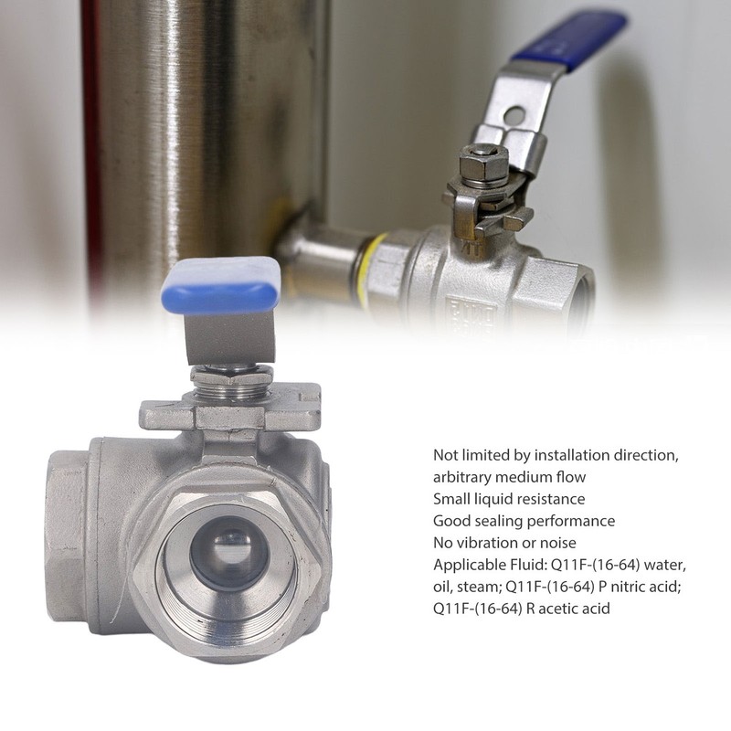 3 Way Ball Valve 1in 304 Stainless Steel Female T