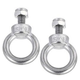 M METERXITY 2 Sets Mechanical Shoulder Hanging Eye Bolts Chandelier Fence Stainless Steel Lifting Ring Bolts with Lock Nuts for Wire Rope M6 Silver