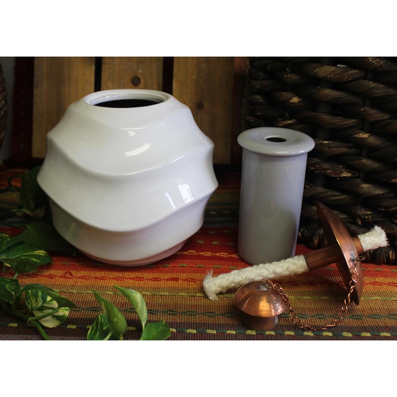 Handmade Mexican Table top Torches, Minimalist Designs (Ceramic, Waves)