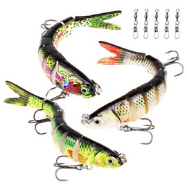 JungleWalker Bass Animated Fishing Lures, Robotic Swimbaits for Bass Trout Musky Pike, Slow Sinking Super Bionic, Top Water Swim Bait Freshwater, 3 Pcs