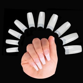 500 Pieces Natural Fakes Nails False Nail Tip Artificial Acrylic Nails French Nail Tips for Women Girls (10 Sizes)
