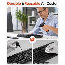250000RPM Electric Air Duster for Keyboard: One Blow Clears Dust and Crumbs Between Keyboard Keys - No More Sticky Keys for PC Gamers - Fast Charging Rechargeable Mini Blower